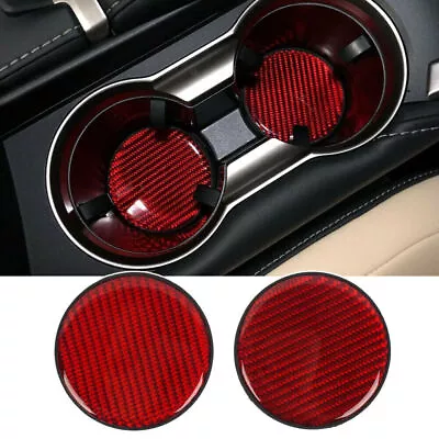 2pcs Red Carbon Fiber Cup Holder Pad Water Cup Slot Non-Slip Mat Car Accessories • $8.78