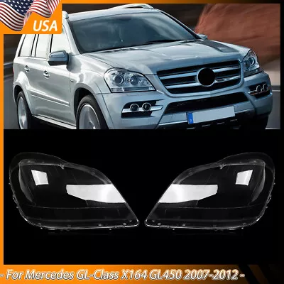 Pair Headlight Lens Lamp Cover For 2007-2012 Mercedes  GL-Class X164 GL450 GL500 • $113.69