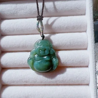 Good Quality 100% Natural Real Hetian Green Jade Buddha Pendant Necklace • £114.77