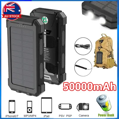 $25.89 • Buy 50000mAh Solar Panel Dual USB External Battery Power  Bank Pack Charger Portable
