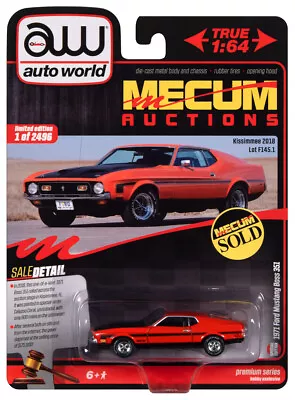 Auto World Mecum Calypso Coral 1971 Ford Mustang Boss 351 1:64 Scale Diecast Car • $8.49