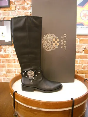 Vince Camuto Farrow Black Leather Riding Boots 5.5 New • $39.95