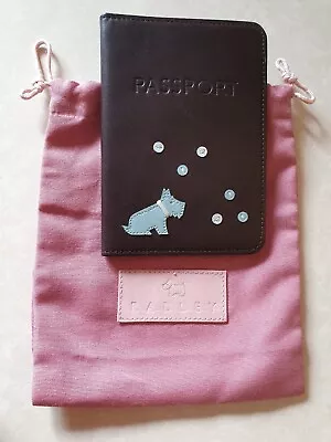 Radley Chocolate Brown Passport Cover  Ex.con. & Cloth Bag • £18.99
