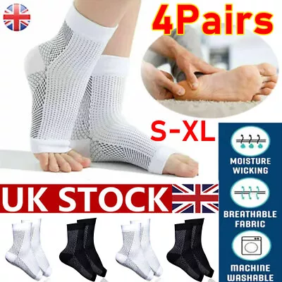 4Pairs Neuro Socks Compression Neuropathy Plantar Fasciitis Socks Medical Adult • £3.99