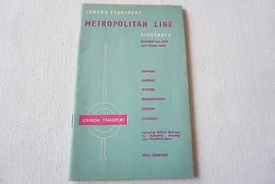 Nov 1953 Metropolitan Line Passenger Timetable London Transport Harry Beck Map • £19.99