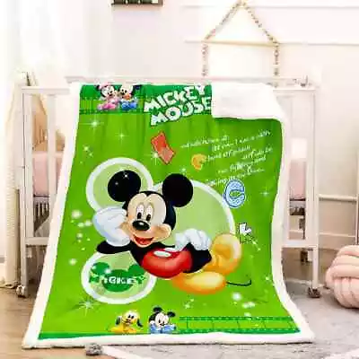 Mickey Mouse's Cramped Black Head 3D Warm Plush Fleece Blanket Picnic Sofa Couch • £42.77