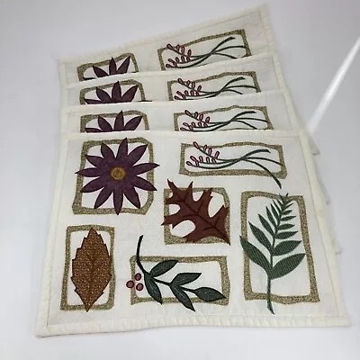 Fall Leaf Placemats Table Mat Maple Leaf Gold Green Brown Cotton Set Of 4 • $8.95