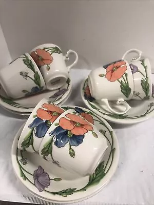 Six Villeroy & Boch AMAPOLA Pattern Cups And Saucers Excellent Condition • $30