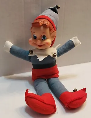  Vintage ELF Christmas Pixie Rubber Face Stuffed 12  Tall Shelf Sitter Japan • $44.99