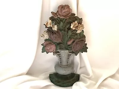 Vintage Cast Iron 10” Flowers Bouquet Door Stop Not Hurley • $25.99