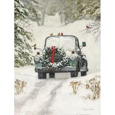Bonnie Mohr Winter Park Old Truck Cardinal Christmas Art Print 18 X 24 • $24.95