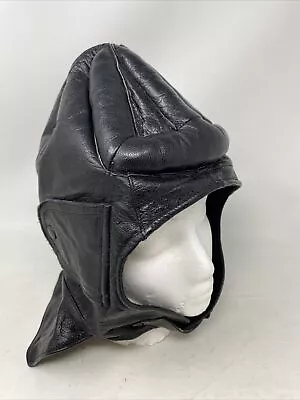 Vintage Swedish Leather Tanker Helmet 40/50s WWII Sz 57 Aviation Motorcycle Goth • $42.49