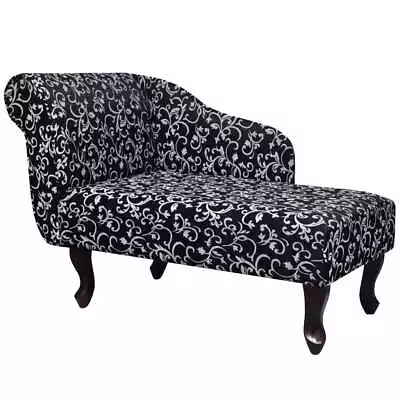 Chaise Lounge With Floral Pattern Fabric Black Sofa Bed Recliner Seat VidaXL • $328.99