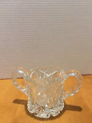 VINTAGE CRYSTAL  CUT GLASS  Sugar BOWL WITH HANDLES - HEAVY 3” Tall • $7.50