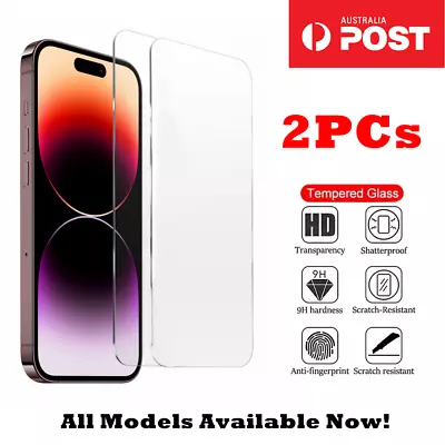 $7.99 • Buy 2X Tempered Glass Screen Protector For IPhone 15 14 11 12 13 Pro Max X XS XR 8 7