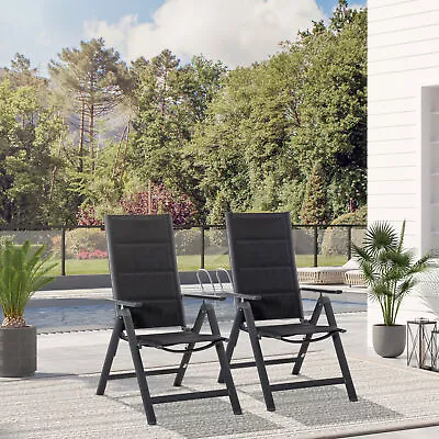 2 Pcs Patio Padded Reclining Folding Chairs With 7-Level Backrest • $137.89