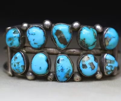 Vintage Native American Navajo Turquoise Sterling Silver Cuff Bracelet  • $445