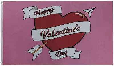 3X5 Happy Valentine's Day VDAY (Heart) Pink 3'x5' Polyester Flag Banner (FI) • $8.94
