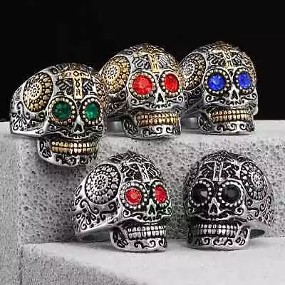 Sculpt Rings™ Mexican Sugar Cyberpunk Skull Ring - Stainless Steel Men's Punk • $19.95