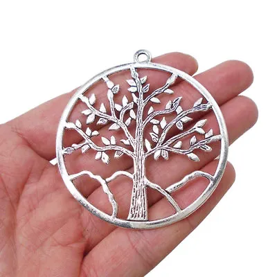 £5.39 • Buy 5 X Tibetan Silver Large Tree Life Round Charms Pendants For Jewellery Making