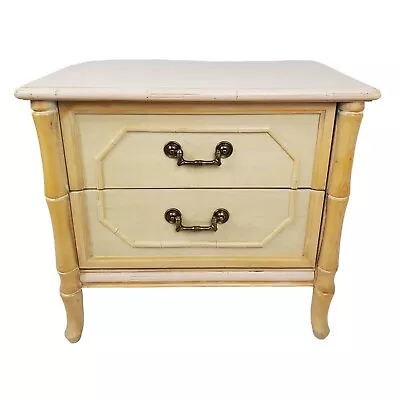 Vintage Broyhill Nightstand End Table Faux Bamboo Palm Beach  Mid-Century  • $180