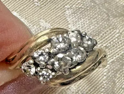 Diamond Cluster(.25 - .30 CT) Vintage 14K Y.G. Gorgeous Pretty Ring Size 7-7/8  • $225