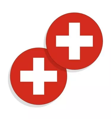 Switzerland Flag Stickers Flag Decals Vinyl Round Set Of 4 Swiss Flags • $2.99