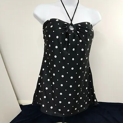 Black And White Polka-dot Maternity Swimsuit Size 12 Two Piece Tankini • $18