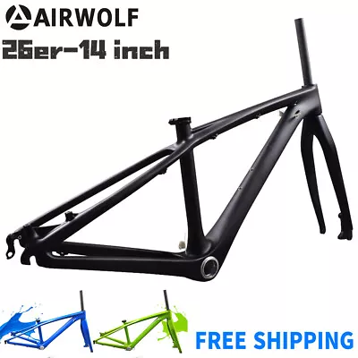 AIRWOLF 26er Carbon Fiber Mtb Bike Frame 14  Mountain Frameset+Fork BB92 135*9mm • $417.77