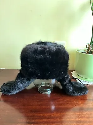 Men's Winter Fur Black Mink Hat Ushanka. Soviet Hat For Strong Winters Vintage • $70