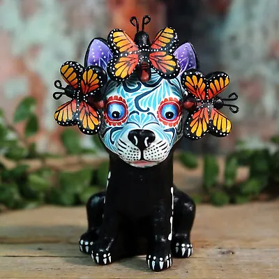 Skeleton Dog Butterflies Puppy Day Of The Dead Handmade Puebla Mexican Folk Art • $39.50