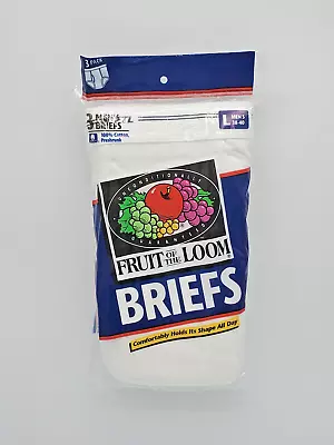 1996 FRUIT OF THE LOOM FTL 3 PACK Mens White Briefs Size L Vintage Underwear • $59.99