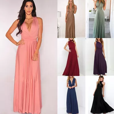 Women's Maxi  Bridesmaid Dress Long   Wrap Way Multi Evening Formal Convertible • £15.07