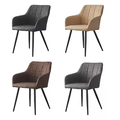 2pcs Dining Chairs Set Faux Leather Padded Metal Legs Reception Chair Armchair • £119.99