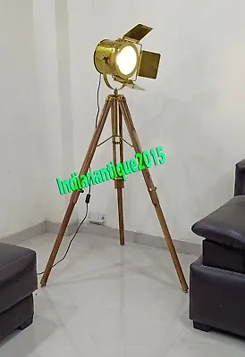 $209 • Buy Natural Tripod Floor Lamp With Wooden Stand Home & Office Decor 