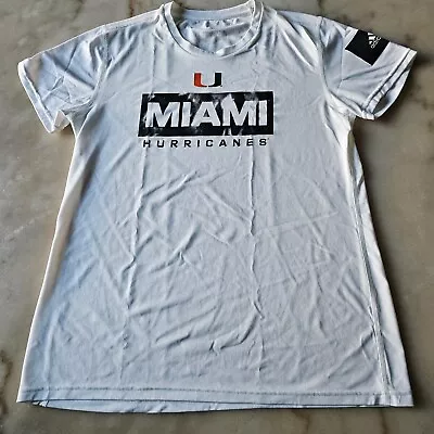 Miami Hurricanes Shirt Men's Large White Solid Short Sleeve College NCAA • $7.49