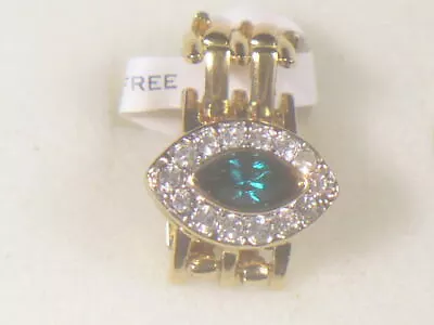 * Sz S 56910 Ring Link Vintage With Swarovski Green  Clear Crystals 080g • $7.95