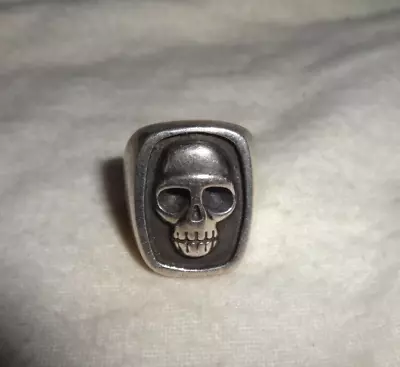 Vintage Sterling Silver Skull Ring Sz 7.5 Phantom 925 Skeleton 37g Chunky BIKER • $125