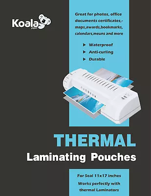 Koala Thermal Laminating Pouches Clear 11.5x17.5 In Seal 8.5x11 11x17 A4 4x6 5x7 • $23.98