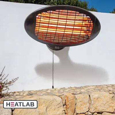 £37.98 • Buy Wall Mounted Patio Heater Electric Halogen Garden Outdoor Heating In Black 2kW