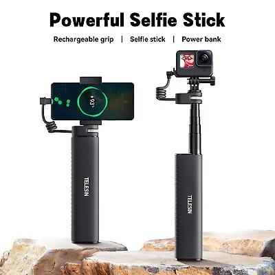 $80.74 • Buy TELESIN 10000mAh Power Bank Selfie Stick Charging Handle Grip For GoPro & Phone