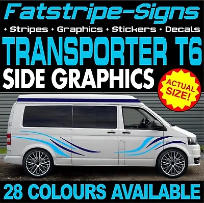 To Fit VW TRANSPORTER T6 GRAPHICS STICKERS STRIPES DECALS DAY VAN CAMPER SWB LWB • £65.99