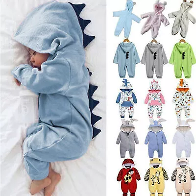Newborn Toddler Baby Boys Girls Bunny Hoodies Romper Jumpsuit Pajamas Outfits AU • $20.69