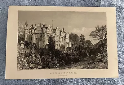 Vtg B&W Print Abbotsford (Roxburghshire) 4 1/2”X6 3/4” T Allom A L Dick. • $6