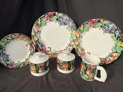 Vitromaster RAIN FOREST 8 PCS—chop Dinber Salad Plates 2 Sugars 1 Mug • $45