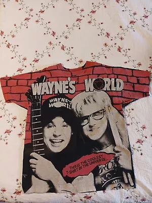 Vintage 1992 Wayne's World AOP Movie Promo T Shirt Sz L VTG RARE • $222