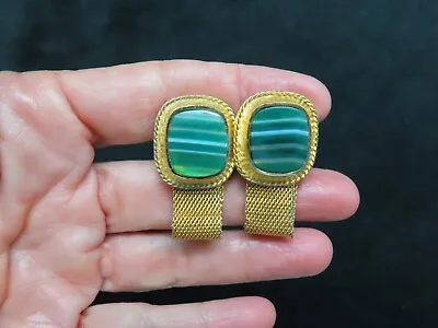 Vintage 1970's Art Glass Men's Mesh Gold Tone Cuff Links • $22.49