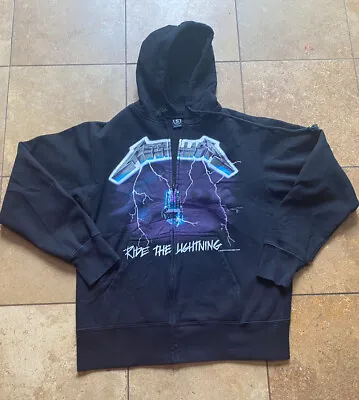 $50 • Buy Vintage 1994 Metallica Ride The Lightning Black Hoodie Sweatshirt Jacket Adult S