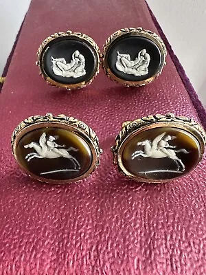 Vtg Dante CUFFLINKS INCOLAY STONE GREEK MYTHOLOGY Pegasus  CUFF LINKS PLUS BONUS • $79.99