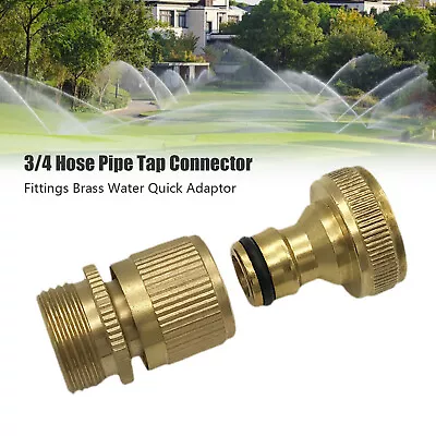 1 Set 3/4  Garden Hose Pipe Tap Connector Fittings Brass Water Quick Adaptor UK • £8.33